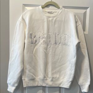 Women’s White 'BRIDE' Embroidered Crewneck Sweatshirt